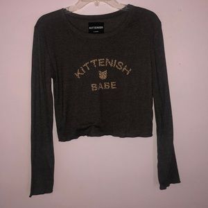 Kittenish babe long sleeve crop top